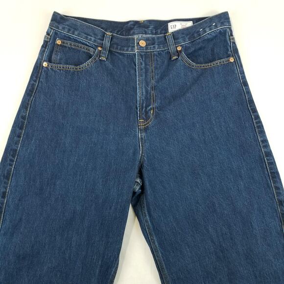 GAP Jeans Womens 14 Tall Blue Barrel High Rise Dark Rinse 100% Cotton - Picture 4 of 13